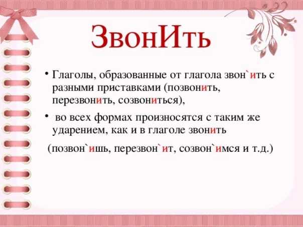 Ударение в словах «звонит», «позвонит», «позвонишь»