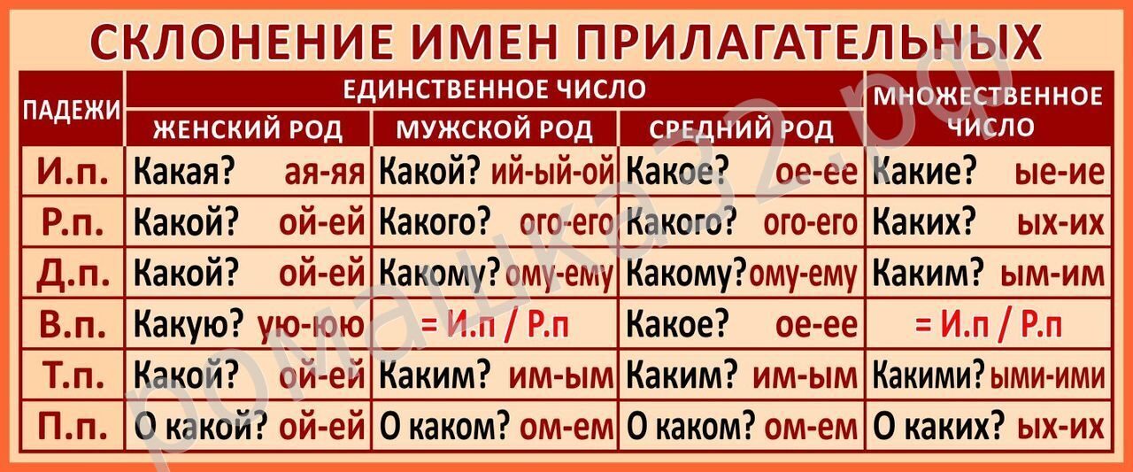 Склонение имен прилагательных презентация