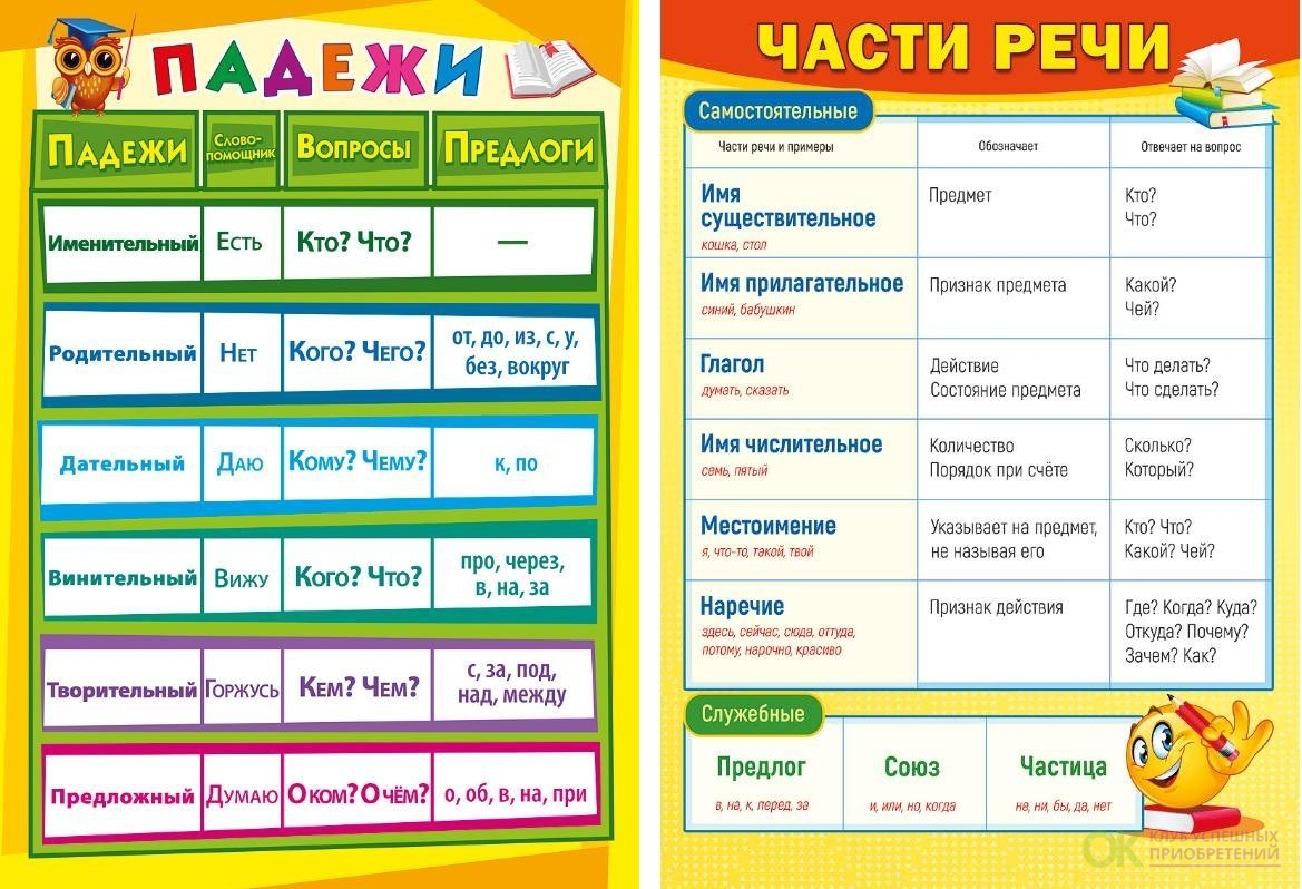 Склонение имен существительных: правила, таблица