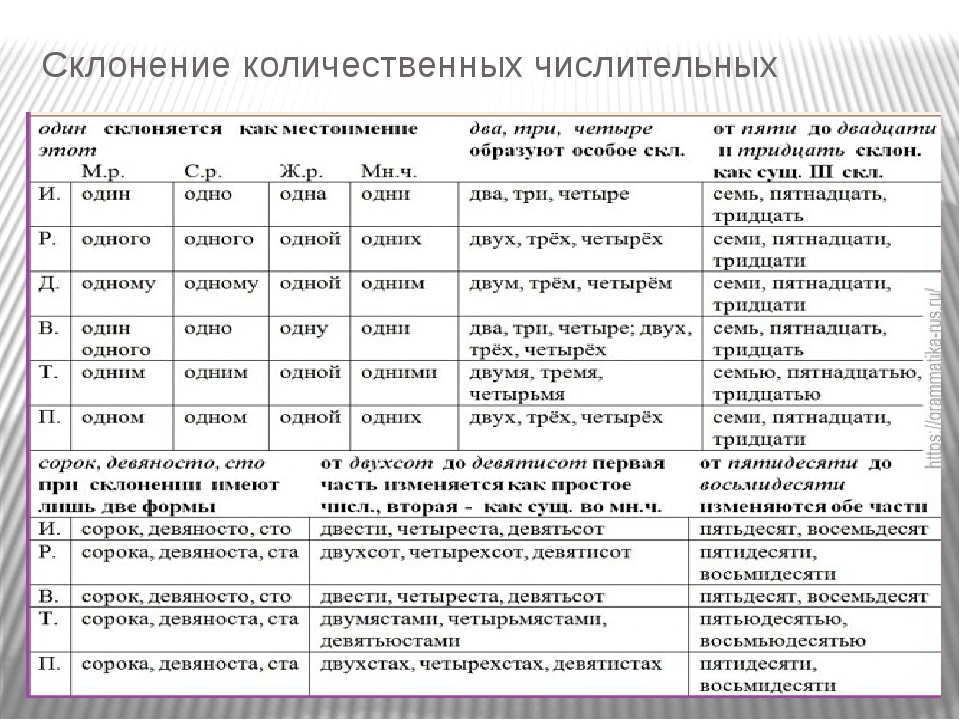 Склонение числительных по падежам онлайн бесплатно