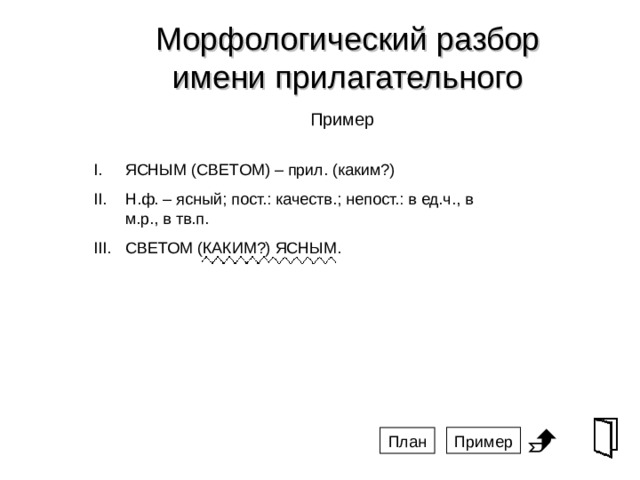 Понятный разбор. Морфологический разбор прил пример.