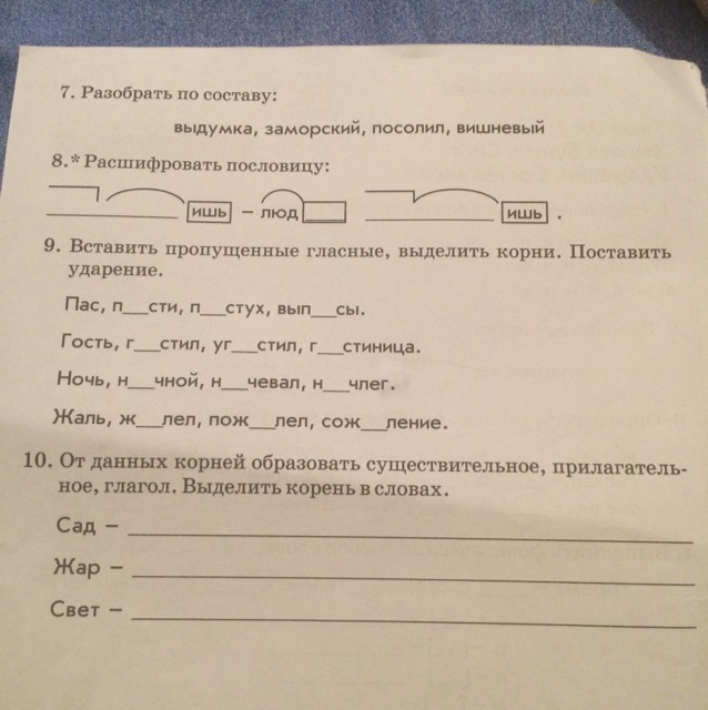 Таблица морфологических признаков.