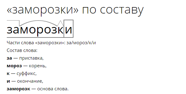 Заморозок морфологический разбор существительного