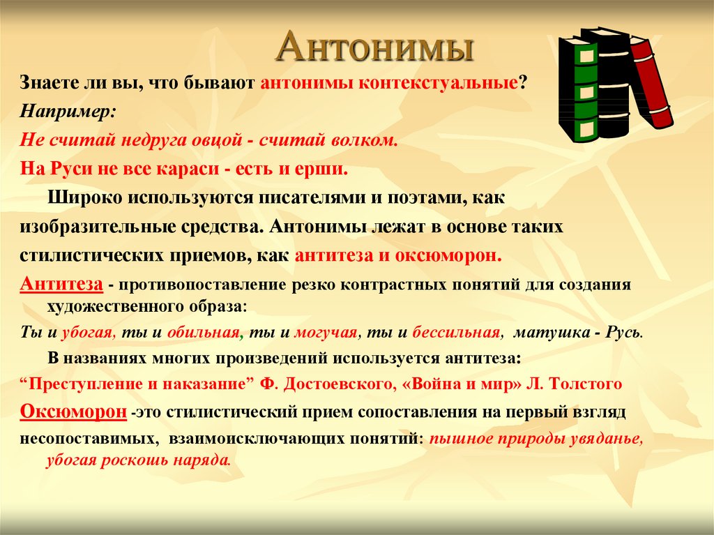 Антонимы – что такое и примеры слов в русском языке